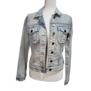 Kut from the Kloth Amelia Jean Jacket Faded Blue Denim Womens Size M